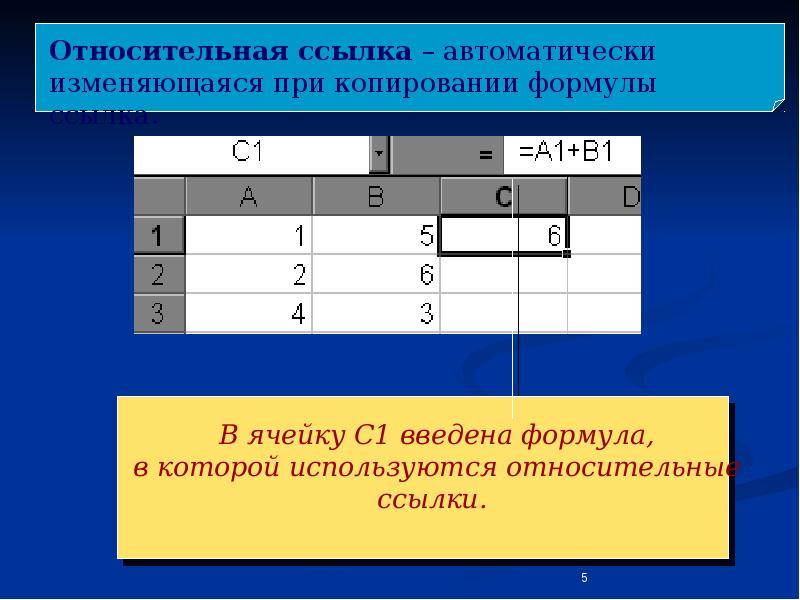 Какая формула электронной таблицы. Относительная ссылка при копировании. Ссылки на ячейку электронной таблицы. Относительные ссылки при копировании формул в электронной таблице. Относительная ссылка на другую ячейку.