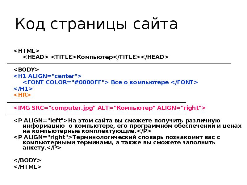 Создание сайта на языке html презентация