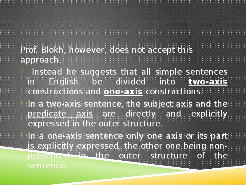 Prof. Blokh, however, does not accept this approach.
Instead he Prof. Blokh, however, does not accept this approach.
Instead he