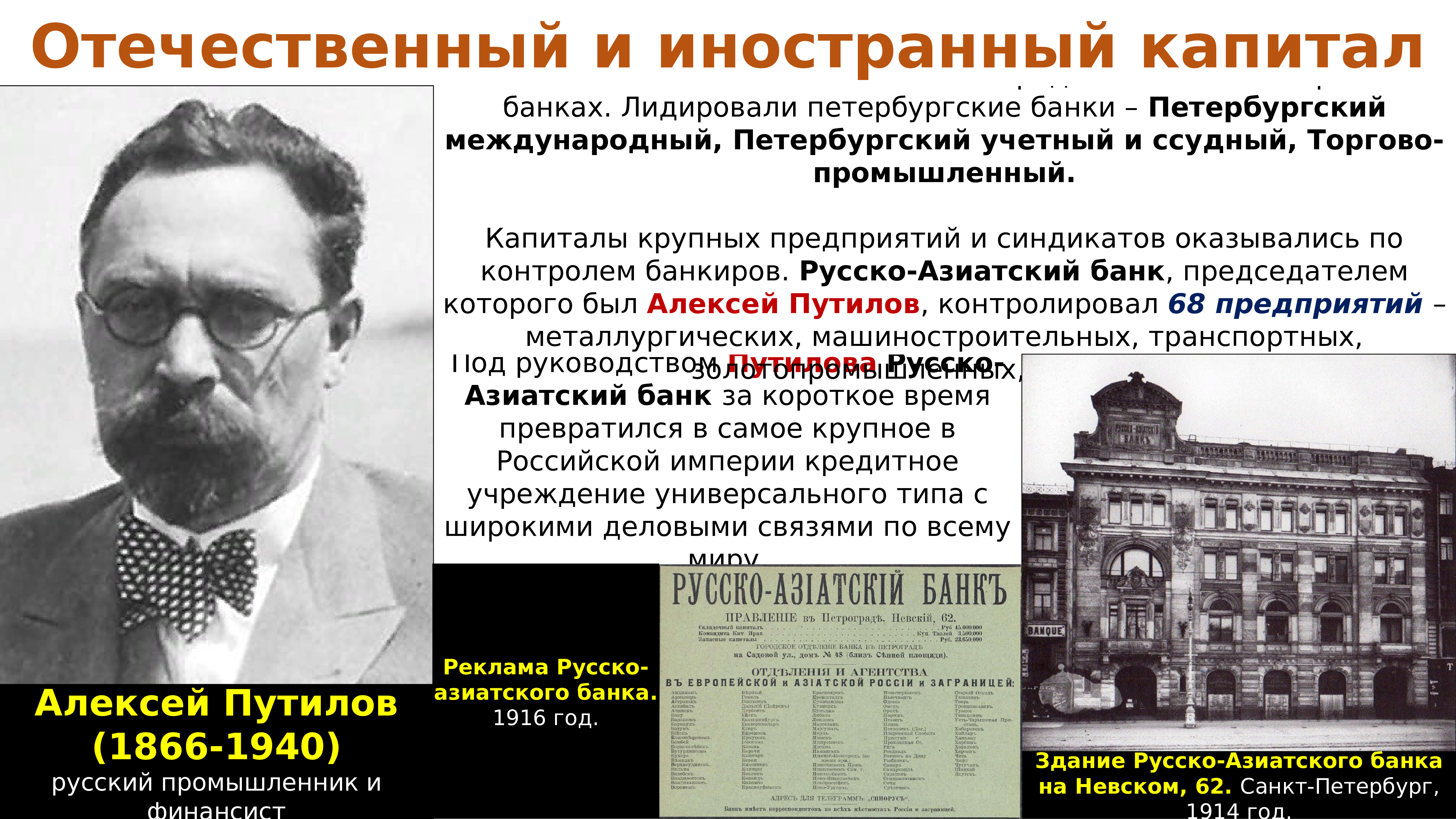 Истории российских банков. Отечественный и иностранный капитал. Российская Империя в 1894 1907.