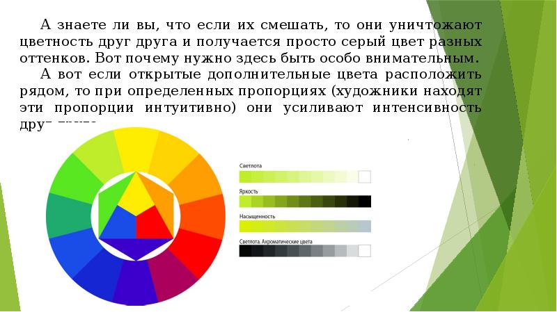 Цветоведение 6 класс презентация