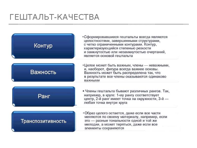 ГЕШТАЛЬТ-КАЧЕСТВА ГЕШТАЛЬТ-КАЧЕСТВА