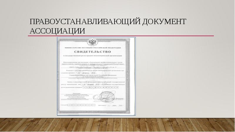 Правоустанавливающий документ ассоциации Правоустанавливающий документ ассоциации
