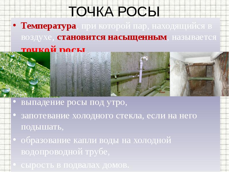 Что такое точка росы. Условия выпадения росы физика. Точка росы в природе. Точка росы это температура при которой пар становится насыщенным. Точка выпадения росы.