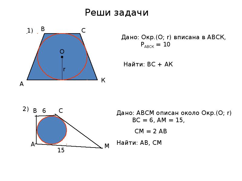 Основания трапеции вписанной в. В любую равнобедренную трапецию можно вписать окружность.