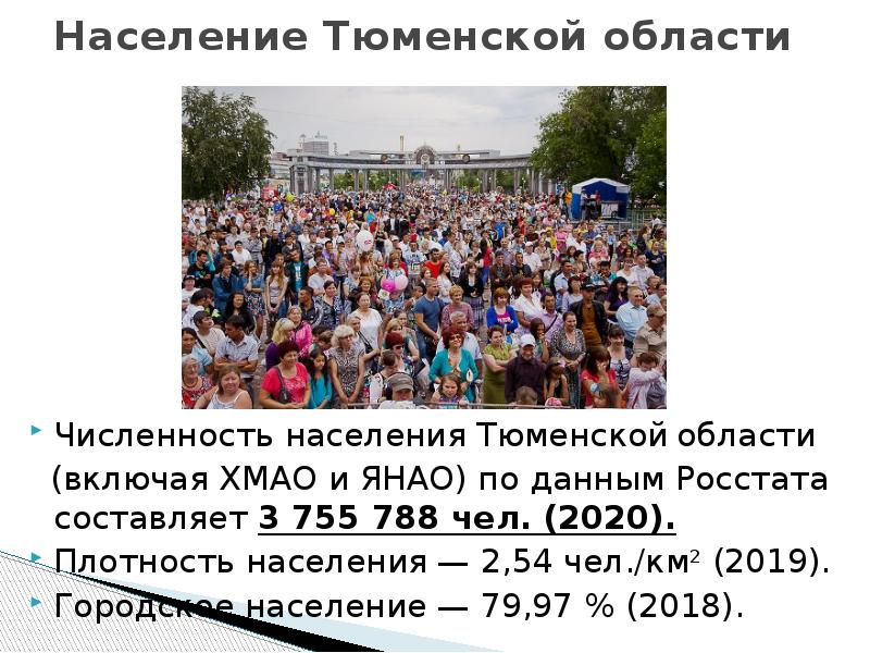 Плотность населения тюменская