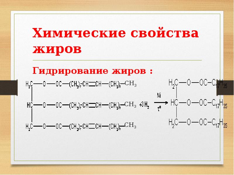 Химические свойства жиров. Химические свойства жиров гидрирование растительных масел. Мыла гидрирование жиров.