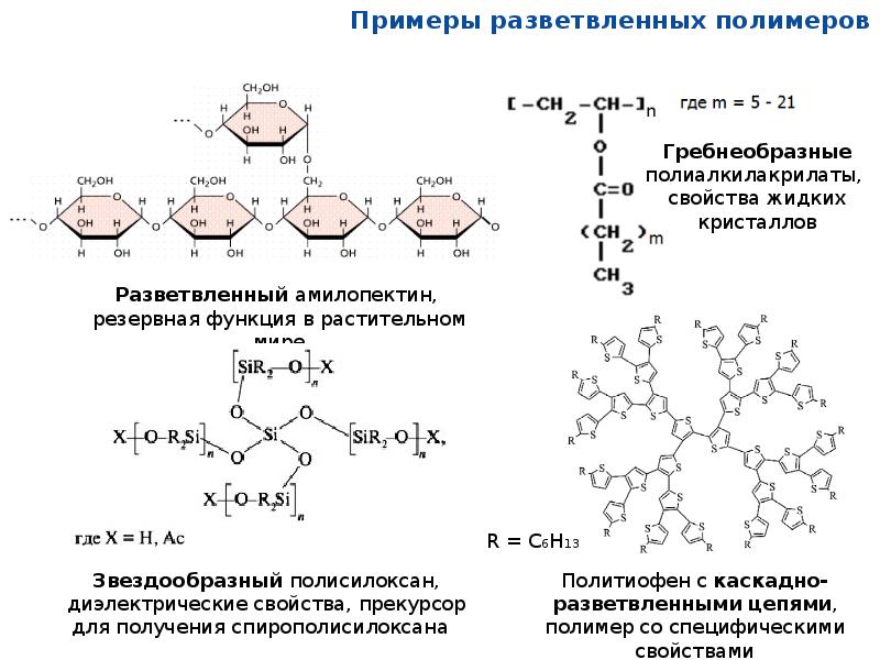 Примеры полимеров. Разветвленные полимеры формула. Линейные полимеры примеры. Линейное строение полимера. Разветвленная структура полимеров.