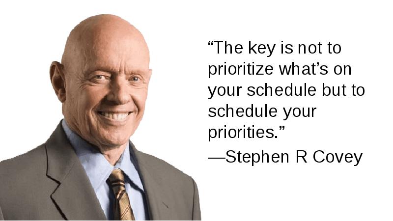 “The key is not to prioritize what’s on your schedule but “The key is not to prioritize what’s on your schedule but
