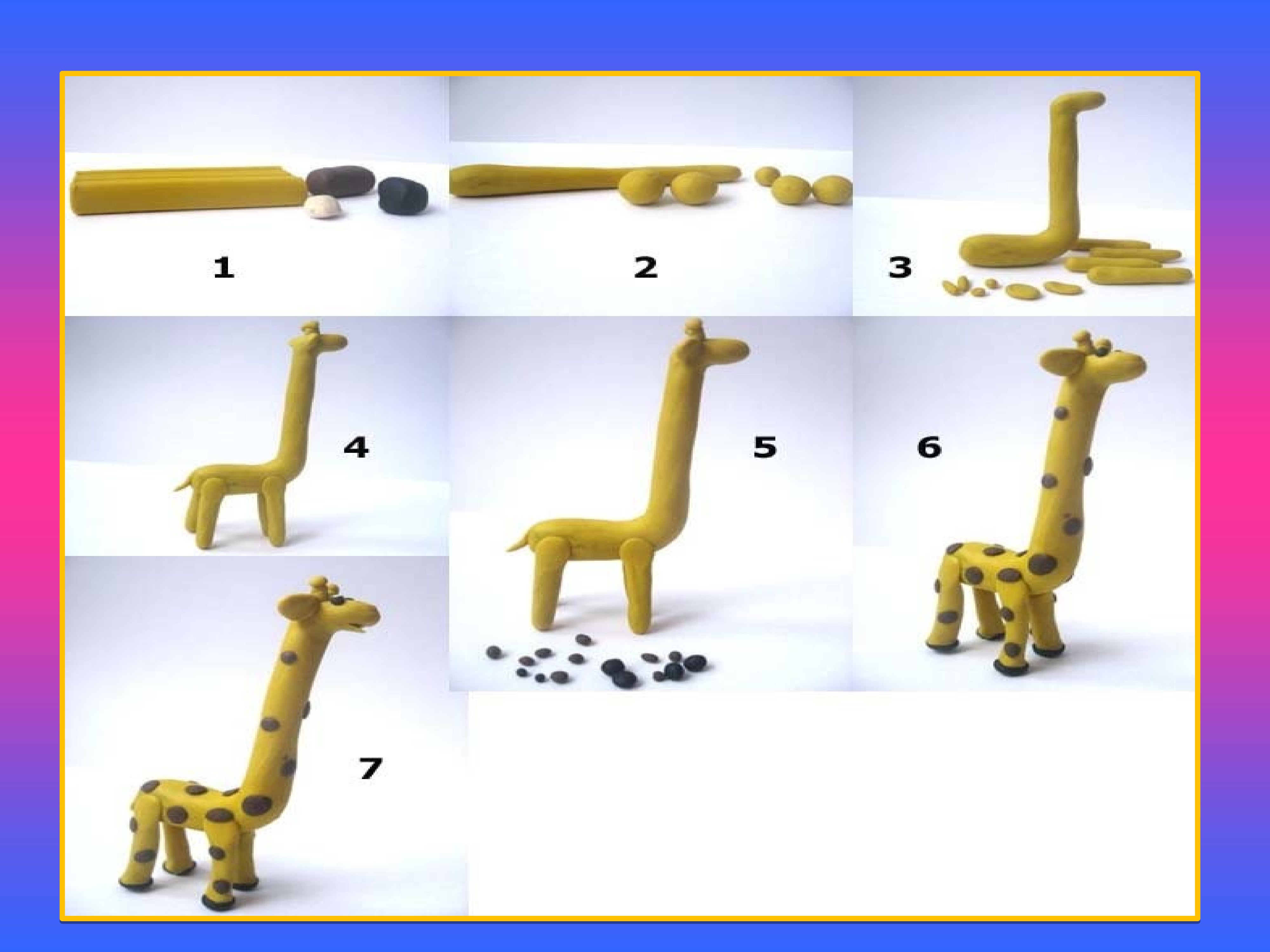 Жираф лепить из пластилина схема