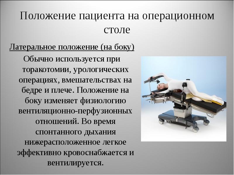 Виды положения пациента на операционном столе