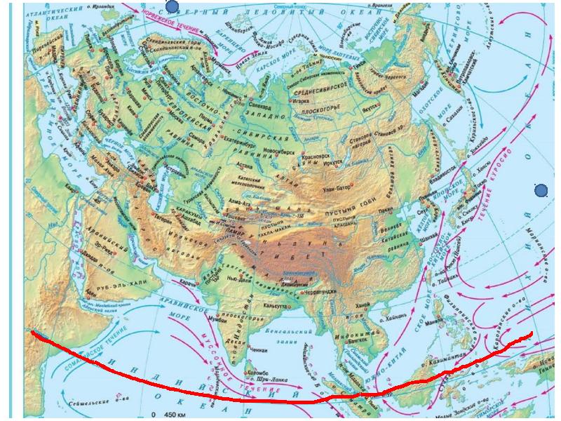 Физическая карта евразии моря