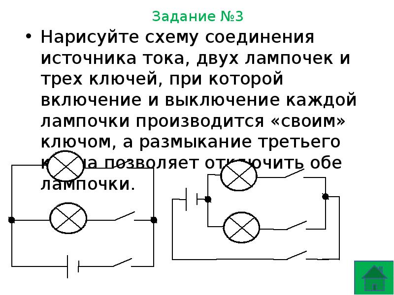 На рисунке 5 представлена электрическая схема составленная из источника тока катушки и двух ламп