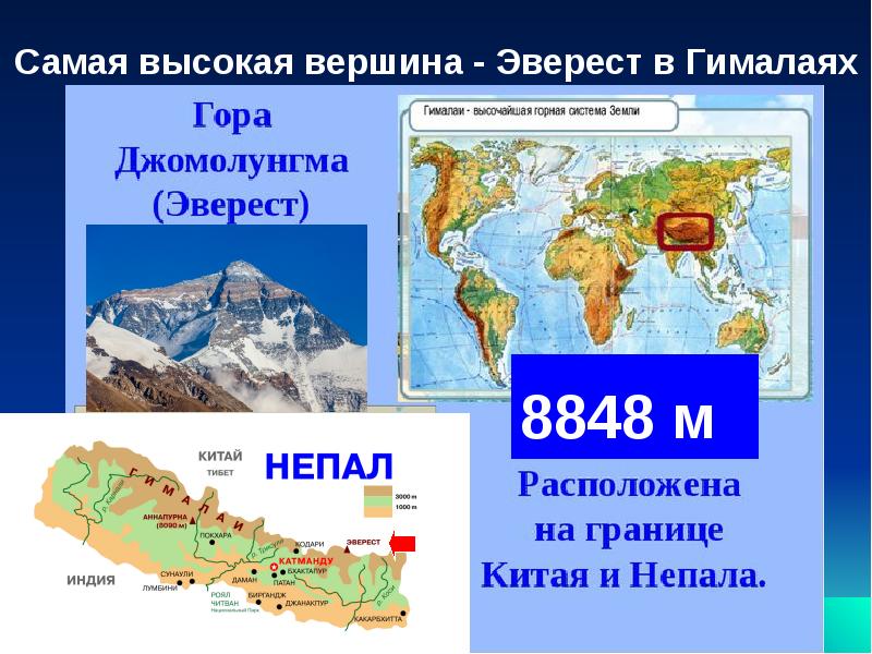 В какой горной системе находится эверест. Вершины: Джомолунгма (Эверест) (8848м),. Гора Эверест на карте. Расположение горы Эверест. Расположение горы Эверест на карте.