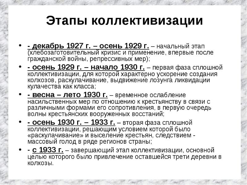 К какому времени согласно планам коллективизация должна была завершиться