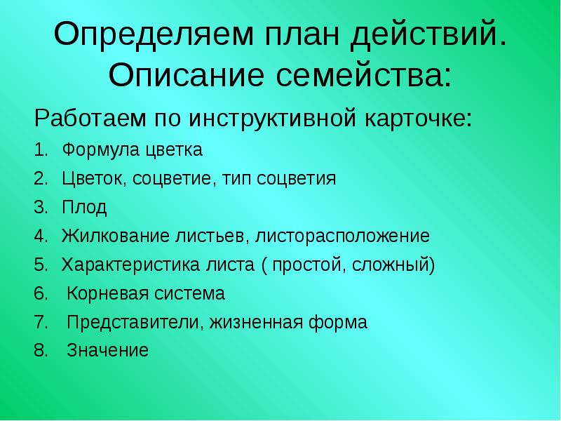 Описание семейства сложноцветные по плану 6 класс