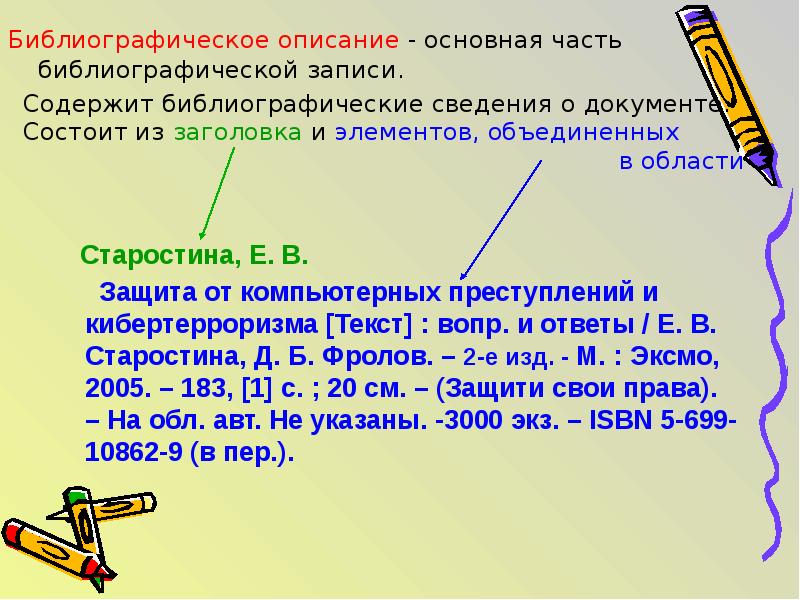 Образец библиографического описания