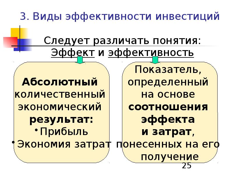 Понятие и виды эффективности инвестиционных проектов