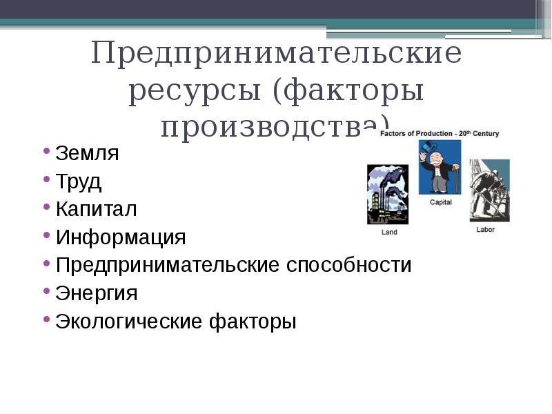 Доходом от фактора производства предпринимательские способности является. Предпринимательские ресурсы. Ресурсы предпринимательской деятельности. Виды предпринимательских ресурсов. Земля предпринимательские способности.