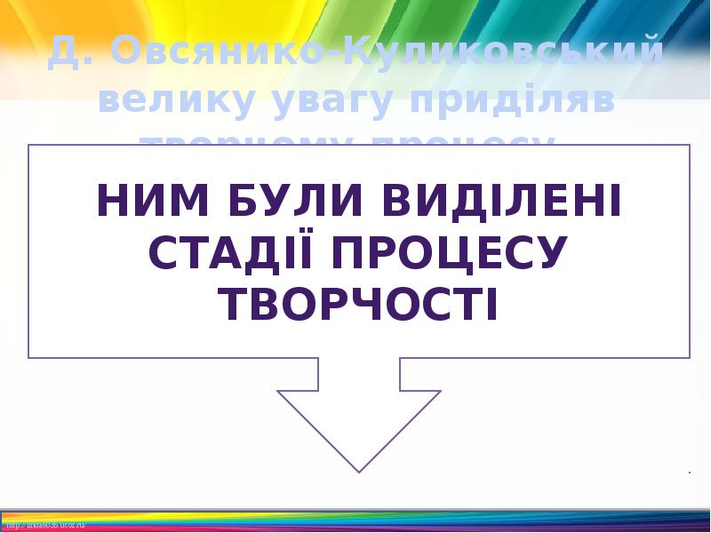 Д. Овсянико-Куликовський велику увагу приділяв творчому процесу. Д. Овсянико-Куликовський велику увагу приділяв творчому процесу.