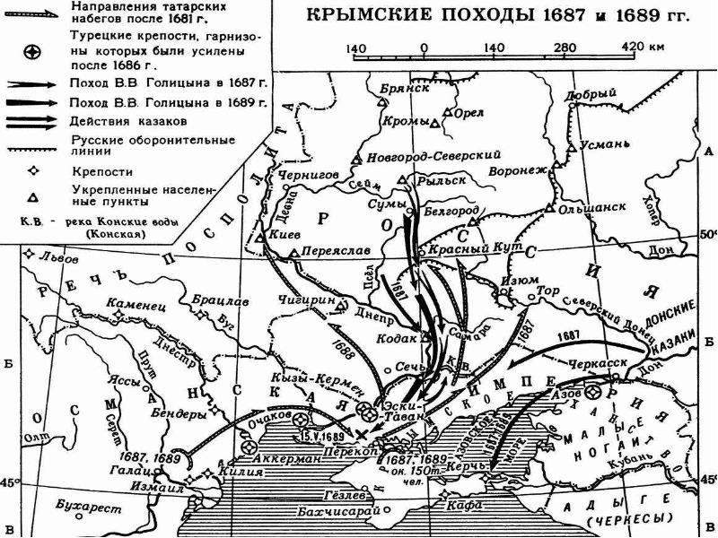 Карта крымские походы 1687 1689