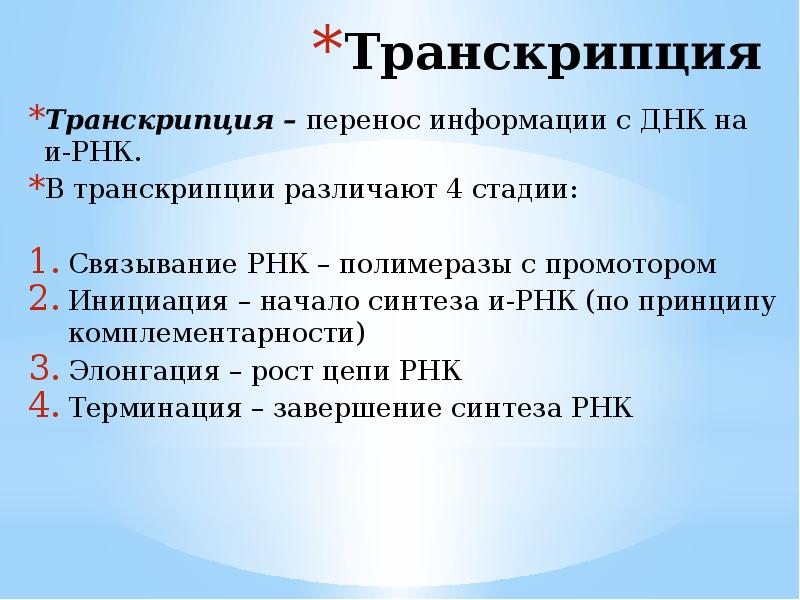 Транскрипция в биологии простыми словами