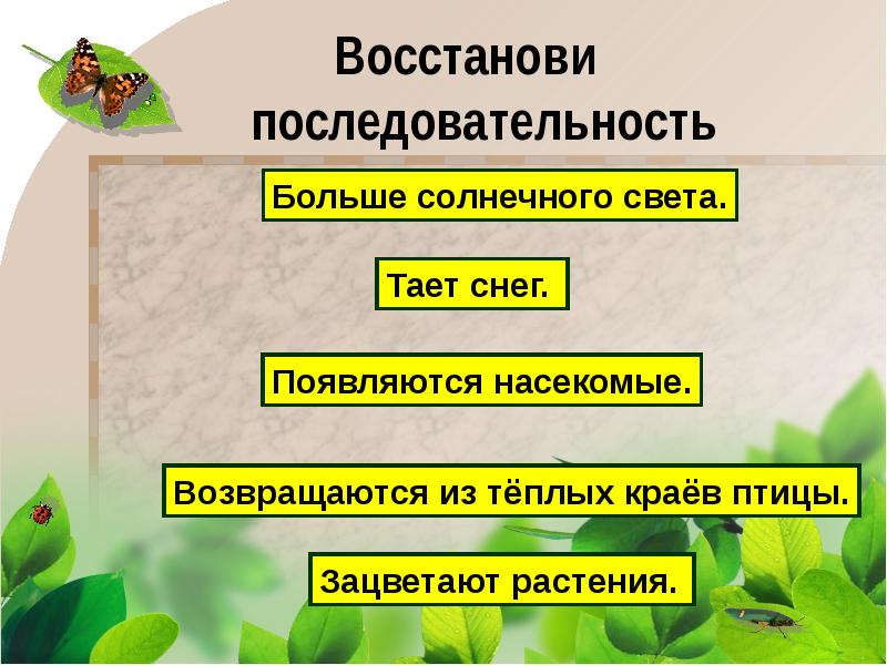 Восстанови последовательность пунктов плана