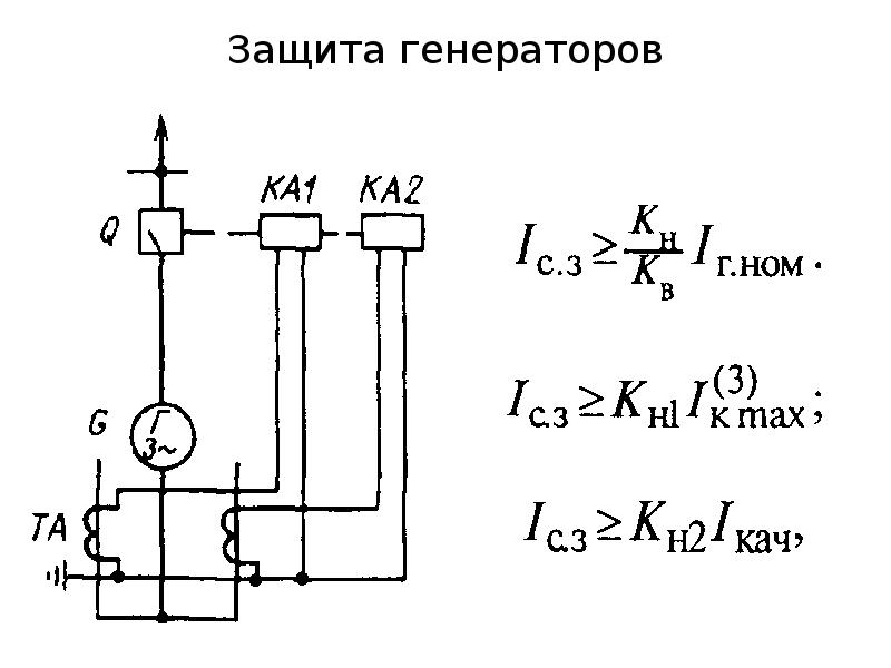 Защита генератора. Защита от обратной мощности генератора. Дистанционная защита генератора. Резервные защиты генератора. Защита в автогенераторе.