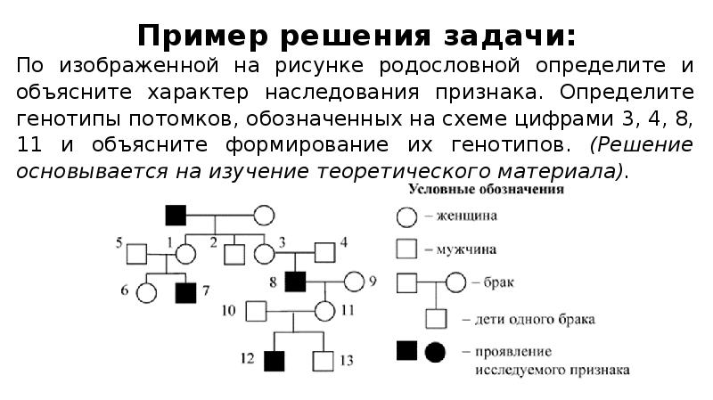 По изображенной на рисунке родословной определите и объясните характер наследования признака