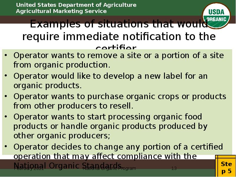 Examples of situations that would require immediate notification to the certifier