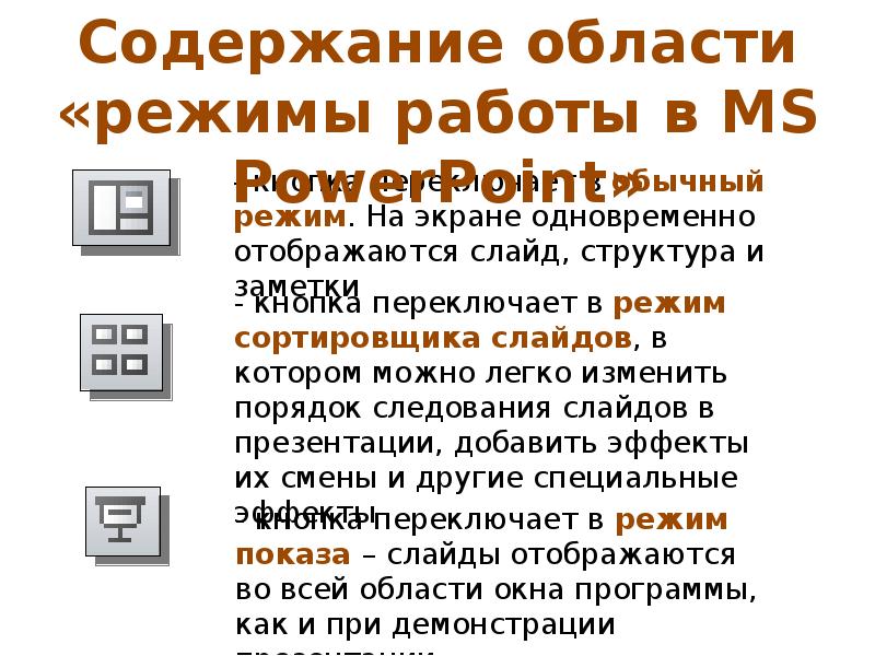 В каком режиме просмотра презентации удобнее изменять порядок следования слайдов