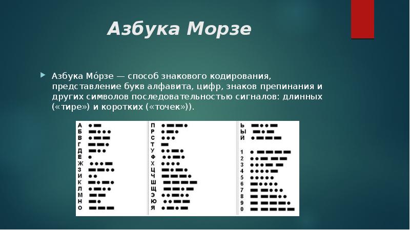 Презентация азбука морзе