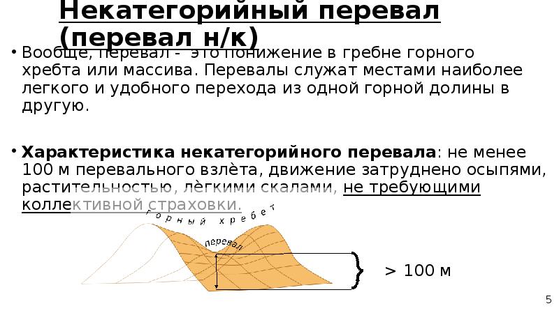 Понижение в гребне горного хребта или массива. Категорирование Перевалов. Естественные препятствия и их категорирование. Гребни и понижения. Препятствия некатегорийные 1а.