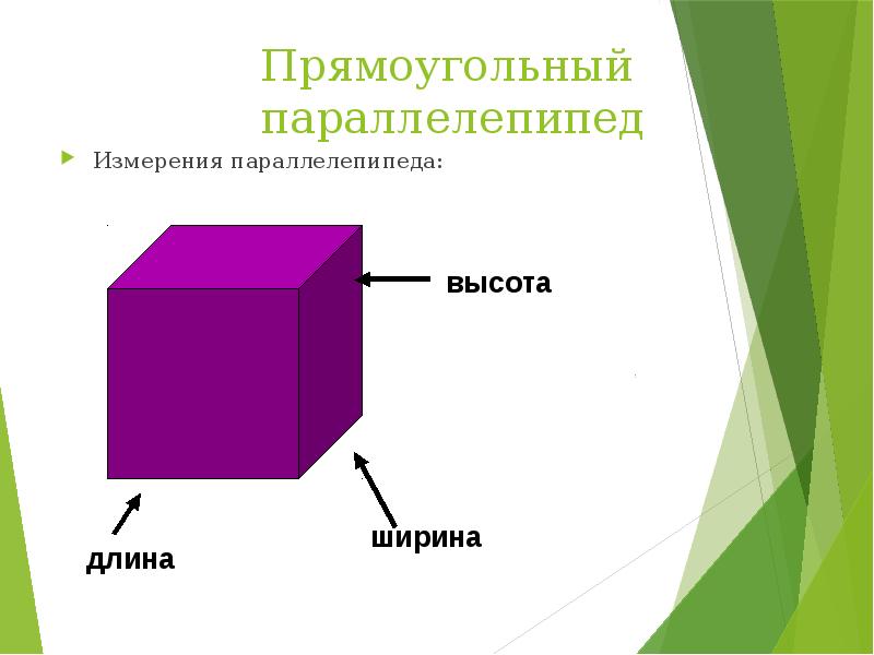 Высота прямоугольного параллелепипеда составляет. Измерения прямоугольного параллелепипеда. Длина ширина и высота прямоугольного параллелепипеда. Формула ширины прямоугольного параллелепипеда. Параллелепипед длина ширина высота.