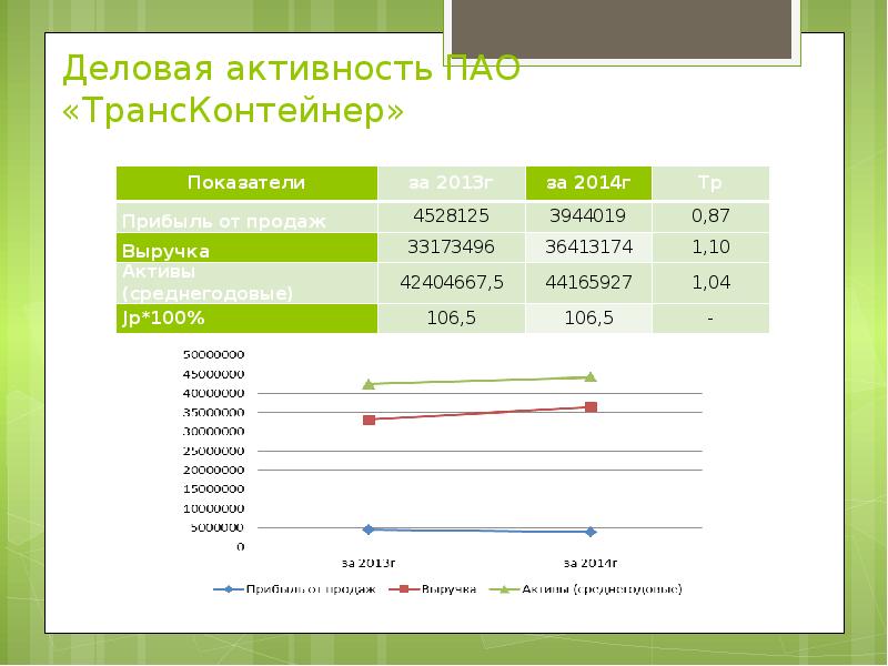 Деловая активность ПАО «ТрансКонтейнер»