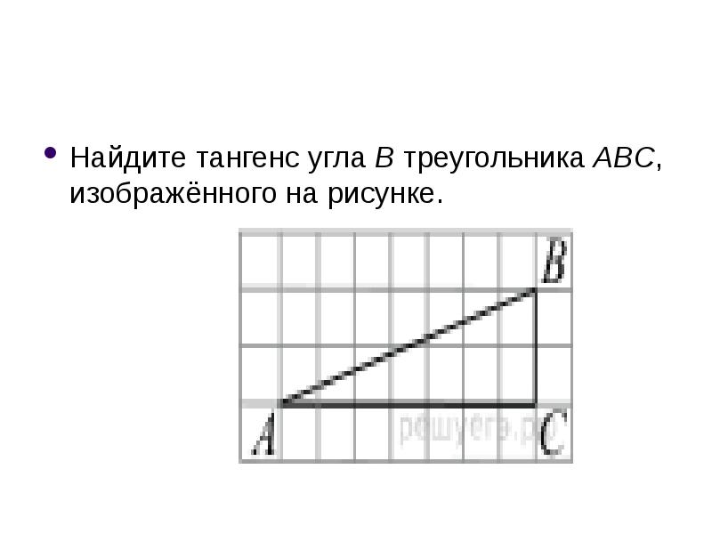 2 найдите тангенс угла в треугольника авс изображенного на рисунке