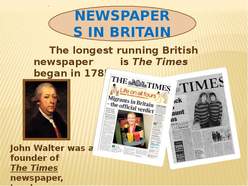 Newspapers in britain. British Mass Media. The times newspaper John Walter. Britain papers.