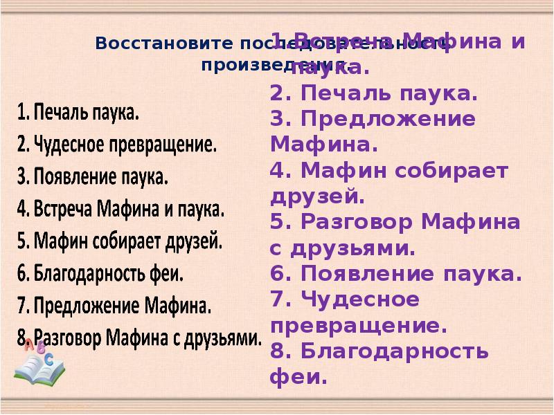 Эни хогарт мафин и паук составить план сказки