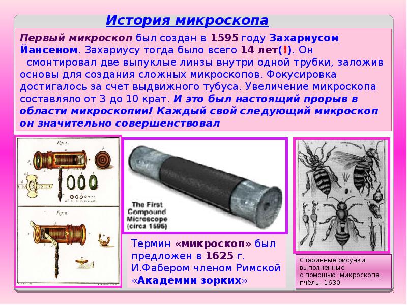 История создания микроскопа презентация