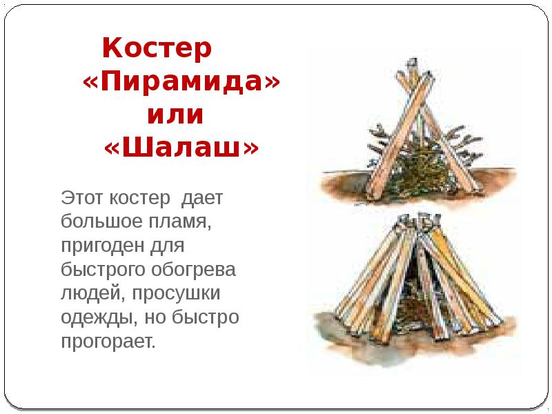 Костер «Пирамида» или «Шалаш»
Этот костер дает большое Костер «Пирамида» или «Шалаш»
Этот костер дает большое