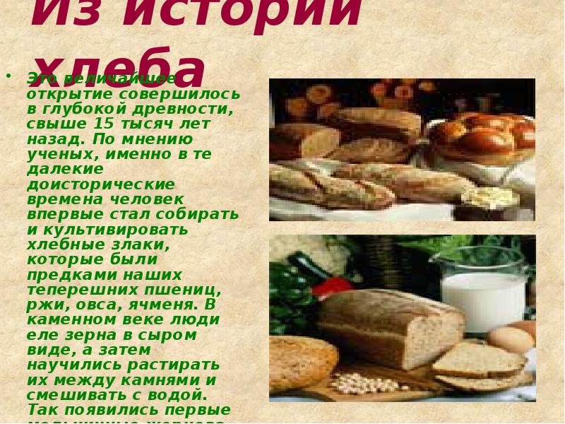 История хлеба проект