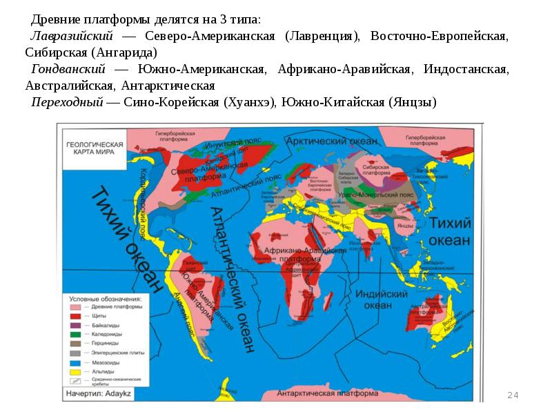 Карта платформ земной коры мира