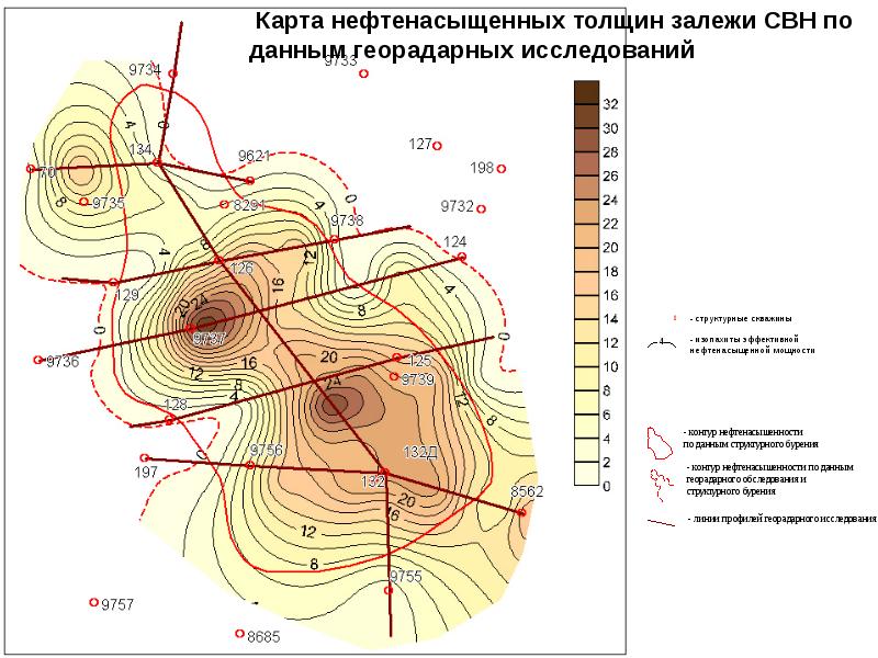 Карта эффективных и эффективных нефтенасыщенных толщин