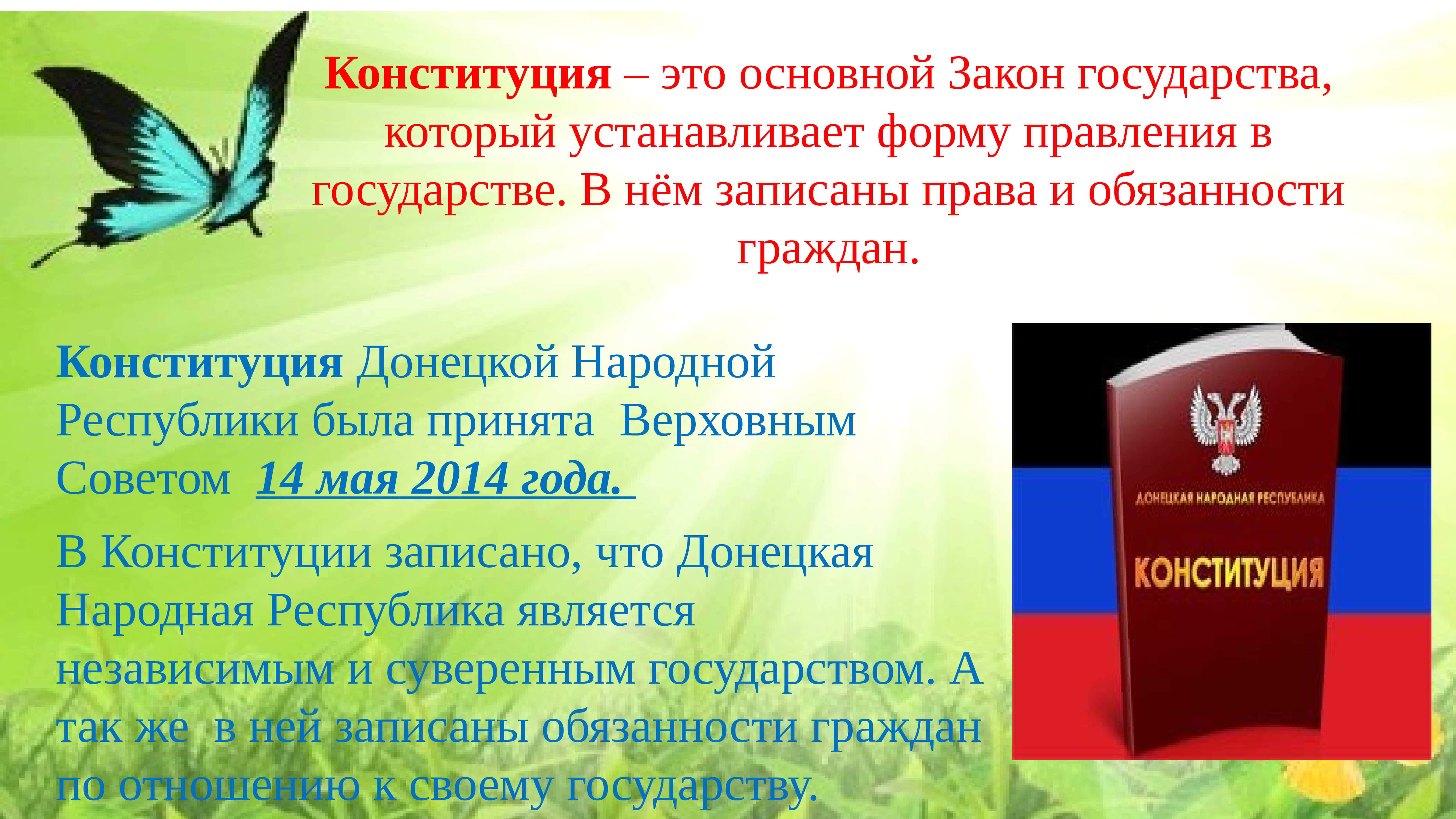 Новый закон с 1 мая 2024. Конституция народной Республики. День Конституции ДНР.