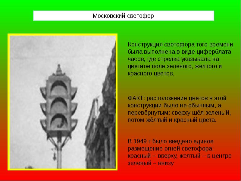 История светофора презентация