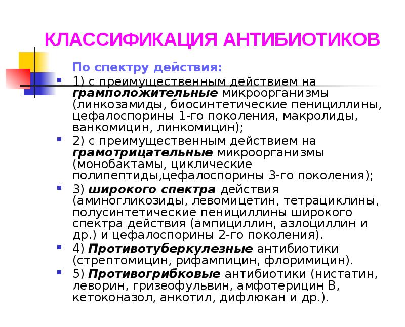 Классификация действий. Классификация антибиотиков по спектру. Классификация антибиотиков спектр действия. Классификация антибиотиков по механизму и спектру действия. Антибиотики по спектру действия.