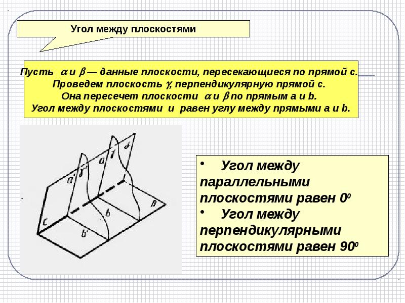 Перпендикулярность плоскостей в пространстве презентация