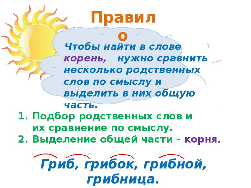 Подбирая родственные слова корень. Чтобы найти в слове корень надо. Чтобы выделить в слове корень нужно. Солнце однокоренные слова 3 класс. Заря однокоренные слова.