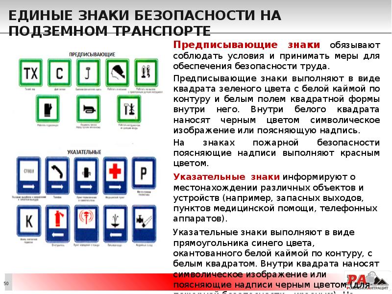 Единые знаки безопасности на подземном транспорте