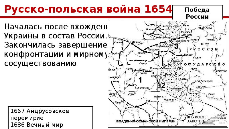 Карта андрусовское перемирие 1667